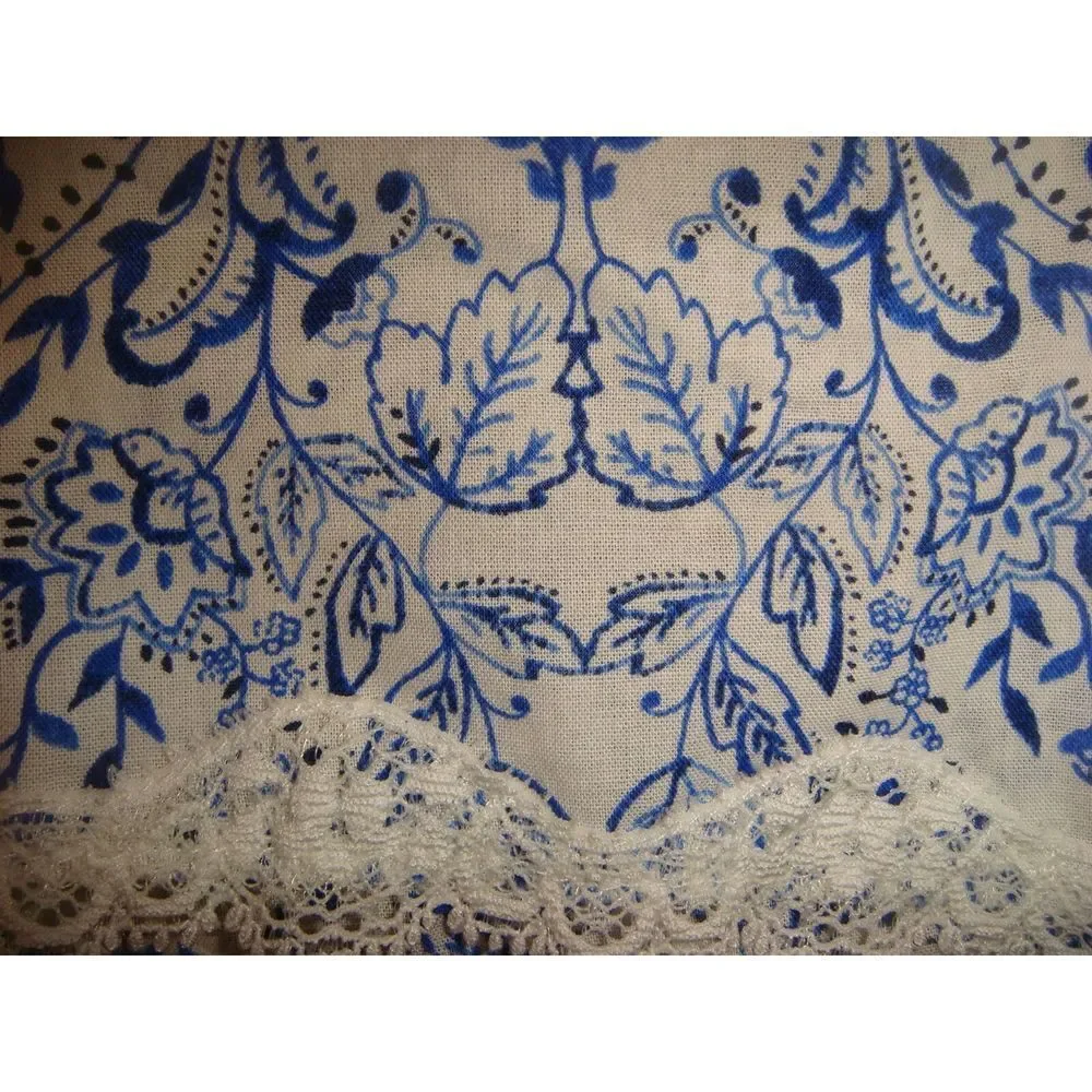 Victoria's Secret 32D BRA SET+XS SHORTS WHITE BLUE paisley gzhel floral BRIDAL